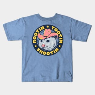 Rootin Tootin Shootin - Cowboy Advice | Poss Possum Opossum | Dark Frame Kids T-Shirt